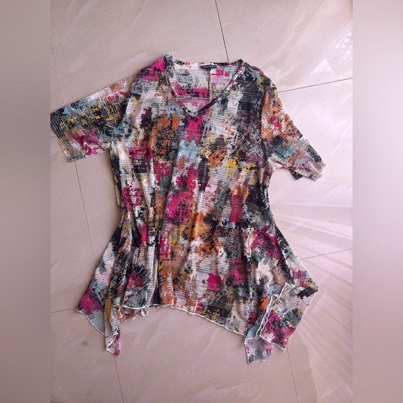 Vintage Dor Dor Couture Top Cover Boho Bohemian Knitted Swim Cover.  2X Colorful - Picture 7 of 16